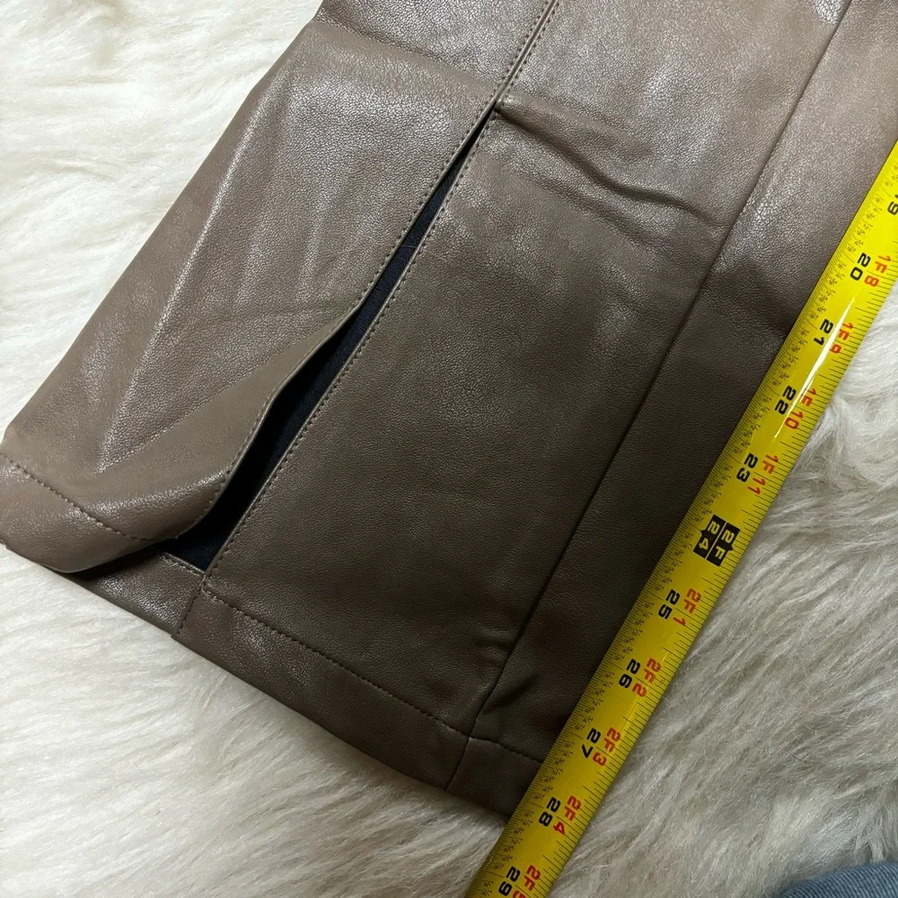 Papermoon Faux Brown Leather Pants with Split Hem size Small New With Tags